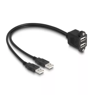   Delock USB 2.0 kábel 2 x USB A-típusú apa végződéssel, valamint egy 2 x USB A-típusú anya csavarokkal beépített végződéssel 1 m, fekete (88105)