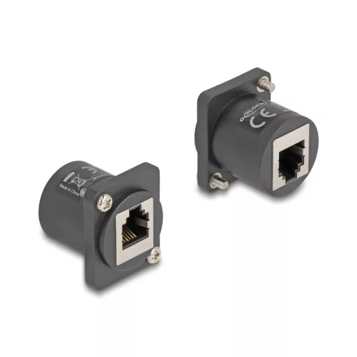 Delock D-típusú Modul RJ12 anya   anya csavarokkal fekete (88107)