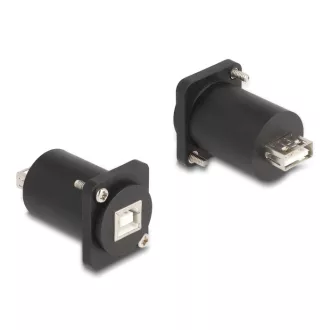   Delock D-típusú Modul USB 2.0 B-típusú hüvely - A-típusú hüvely csavarokkal fekete (88110)
