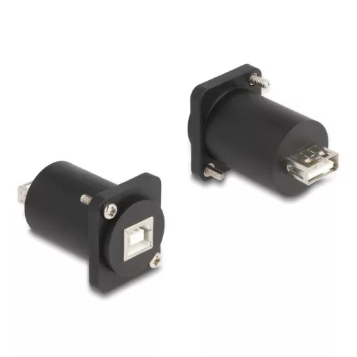 Delock D-típusú Modul USB 2.0 B-típusú hüvely - A-típusú hüvely csavarokkal fekete (88110)