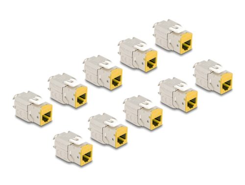 Delock Keystone Modul RJ45 anya - LSA Cat.6A eszközmentes sárga 10 db-os szett (88111)