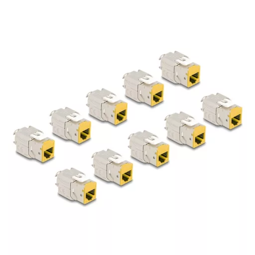 Delock Keystone Modul RJ45 anya - LSA Cat.6A eszközmentes sárga 10 db-os szett (88111)