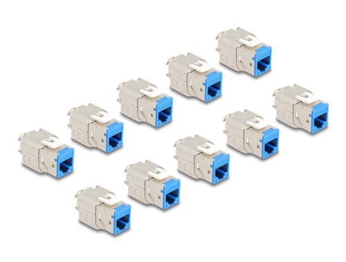 Delock Keystone Modul RJ45 anya - LSA Cat.6A eszközmentes kék 10 db-os szett (88113)