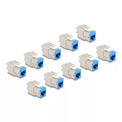 Delock Keystone Modul RJ45 anya - LSA Cat.6A eszközmentes kék 10 db-os szett (88113)