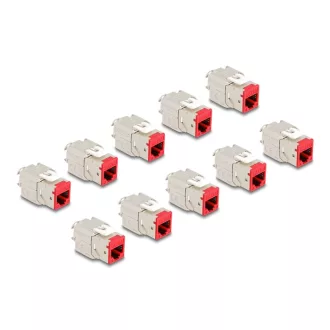   Delock Keystone Modul RJ45 anya - LSA Cat.6A eszközmentes piros 10 db-os szett (88115)