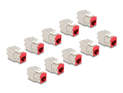 Delock Keystone Modul RJ45 anya - LSA Cat.6A eszközmentes piros 10 db-os szett (88115)