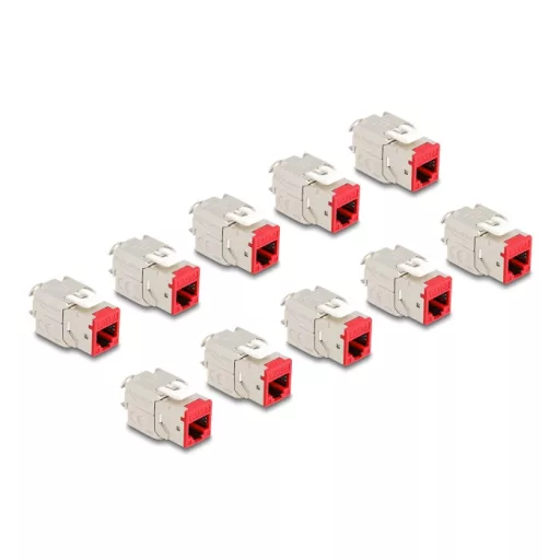 Delock Keystone Modul RJ45 anya - LSA Cat.6A eszközmentes piros 10 db-os szett (88115)