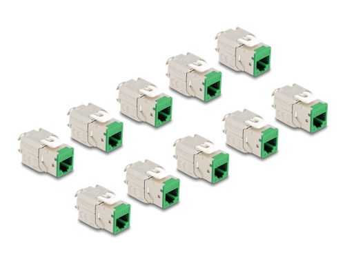 Delock Keystone Modul RJ45 anya - LSA Cat.6A eszközmentes zöld 10 db-os szett (88116)