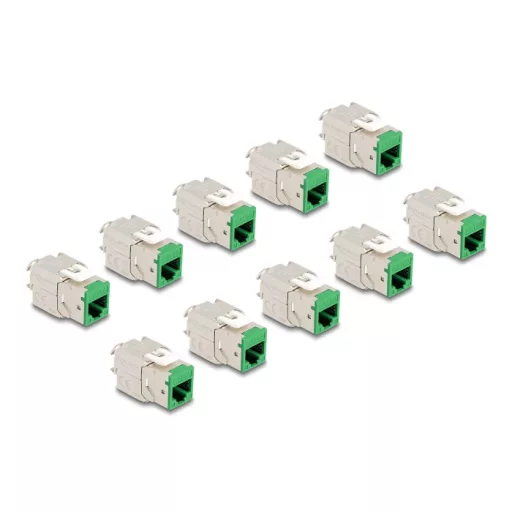 Delock Keystone Modul RJ45 anya - LSA Cat.6A eszközmentes zöld 10 db-os szett (88116)
