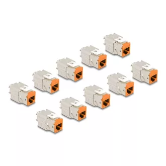   Delock Keystone Modul RJ45 anya - LSA Cat.6A eszközmentes narancssárga 10 db-os szett (88117)