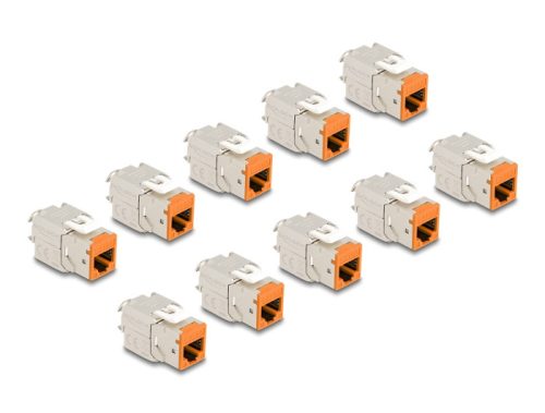 Delock Keystone Modul RJ45 anya - LSA Cat.6A eszközmentes narancssárga 10 db-os szett (88117)