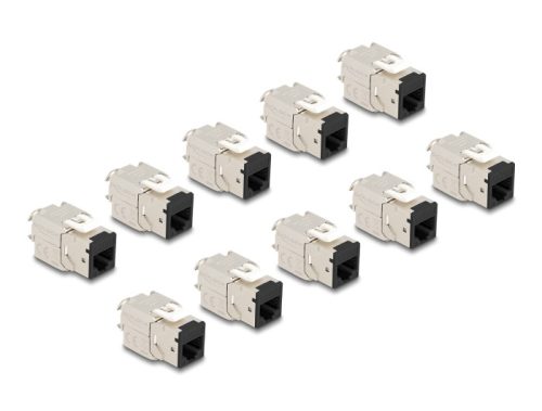 Delock Keystone Modul RJ45 anya - LSA Cat.6A eszközmentes fekete 10 db-os szett (88118)