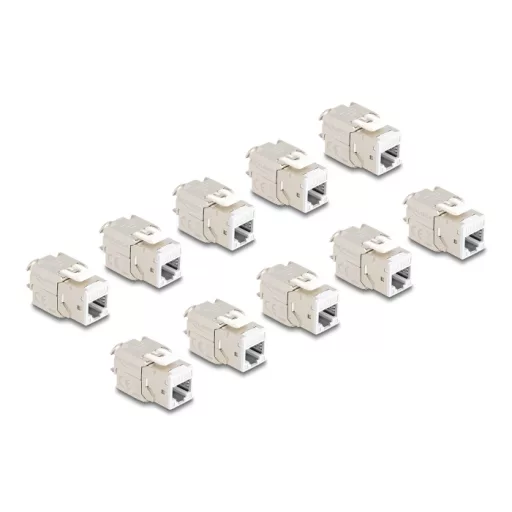 Delock Keystone Modul RJ45 anya - LSA Cat.6A eszközmentes fehér 10 db-os szett (88119)