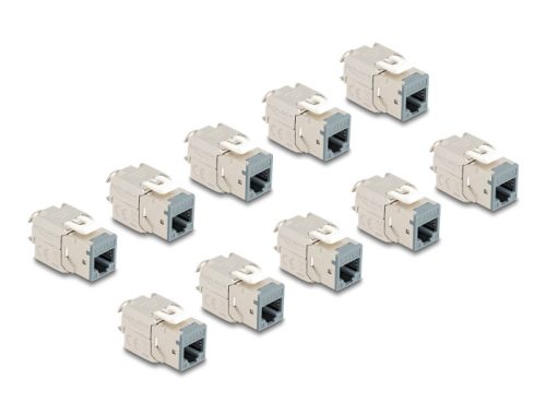 Delock Keystone Modul RJ45 anya - LSA Cat.6A eszközmentes szürke 10 db-os szett (88120)