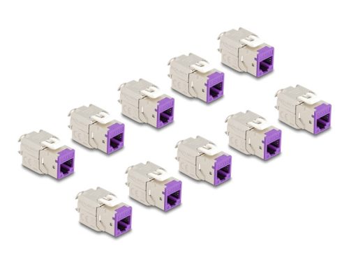 Delock Keystone Modul RJ45 anya - LSA Cat.6A eszközmentes ibolya 10 db-os szett (88121)