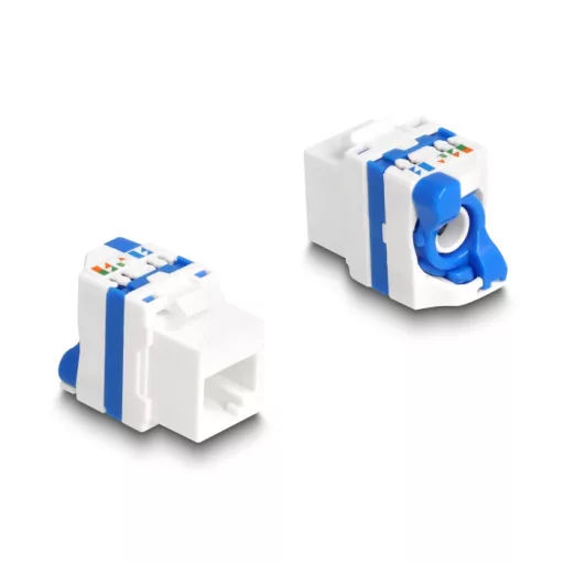 Delock Keystone Modul RJ45 anya - LSA Cat.6A eszköz nélkül beszerelhető, valamint rendelkezik kék elcsavarható zárral (88130)
