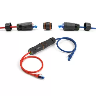   Delock Kábel csatlakoztató RJ45 anya - RJ45 anya Cat.6A M20 cérnával és két vékony IP68 kábel borítással, por és vízhatlan (88144)