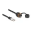 Delock Kábel RJ45 apa - RJ45 anya Cat.6A beépített használatra M20 cérnával és védő kupakkal IP68 por és vízhatlan 25 cm, fekete színű (88146)