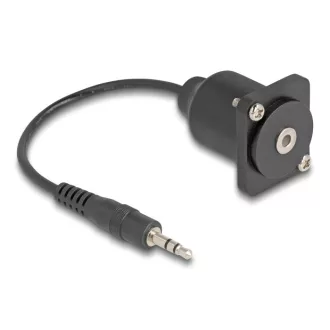   Delock D-típusú kábel 3,5 mm 3 tűs sztereo jack apa   anya fekete 20 cm (88150)