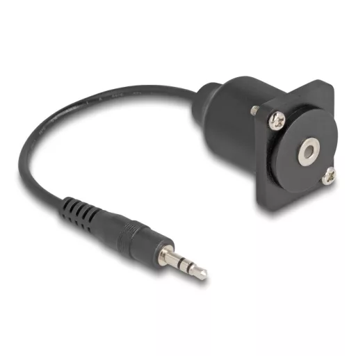 Delock D-típusú kábel 3,5 mm 3 tűs sztereo jack apa   anya fekete 20 cm (88150)