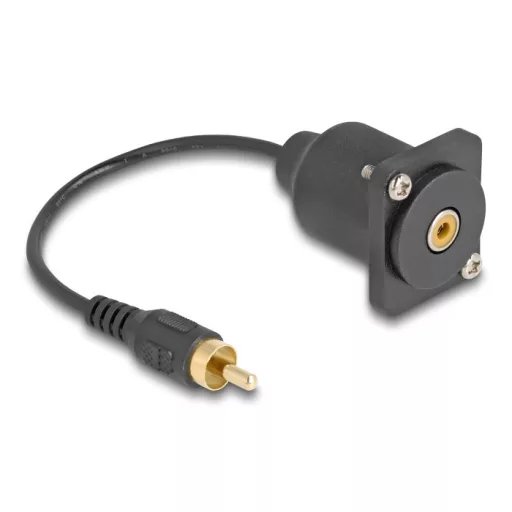 Delock D-típusú kábel RCA apa   anya fekete 20 cm (88152)