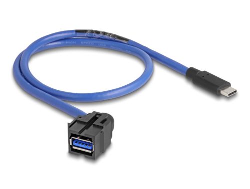 Delock Keystone modul, USB 5 Gbps A-csatlakozóhüvely   USB Type-C  típusú apa, kábellel 0,5 m (88156)