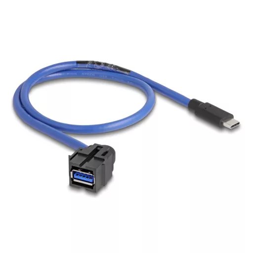 Delock Keystone modul, USB 5 Gbps A-csatlakozóhüvely   USB Type-C  típusú apa, kábellel 0,5 m (88156)
