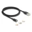 Delock Mágneses USB töltő készlet 8 tűs Lightning  / Micro USB / USB Type-C  csatlakozókkal, fekete 1 m (88165)