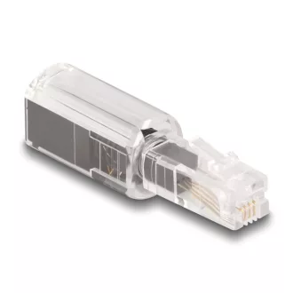   Delock Telefon kábel csavarodás mentes adapterrel RJ10 apa - RJ10 anya áttetsző / fekete (88168)