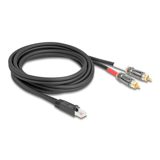 Delock RJ45 adapter kábel apa - 2 x RCA apa fekete, 2 m (88171)