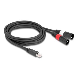   Delock Adapter RJ45 kábel apa - 2 XLR 3 tűs apa fekete színű 2 m (88173)