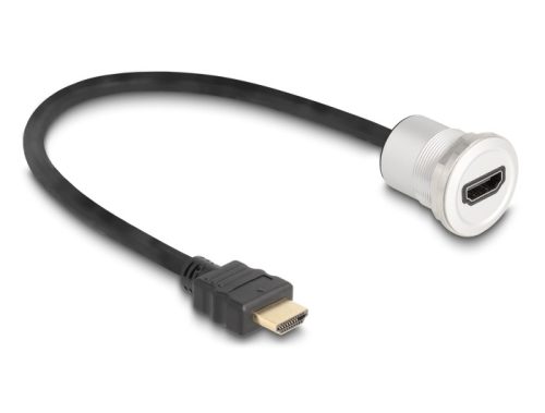 Delock HDMI beépített anya 8K 60 Hz kábelcsatlakozóval 30 cm, alumínium (88180)