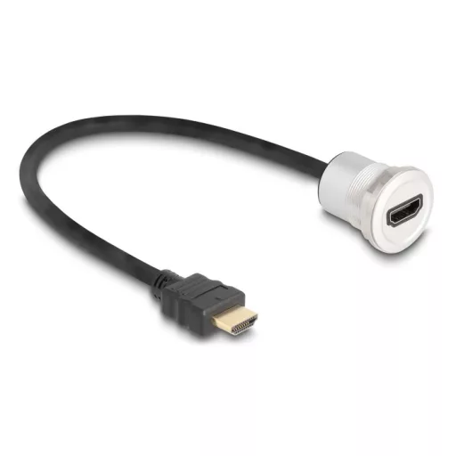 Delock HDMI beépített anya 8K 60 Hz kábelcsatlakozóval 30 cm, alumínium (88180)
