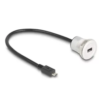   Delock USB 2.0 Micro-B beépített anya kábelcsatlakozóval 30 cm, alumínium (88184)