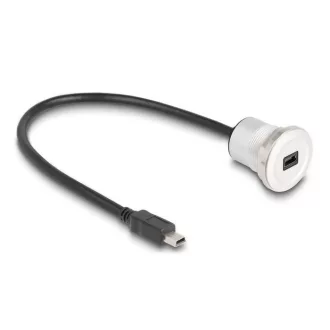   Delock USB 2.0 Mini-B beépített anya kábelcsatlakozóval 30 cm, alumínium (88186)