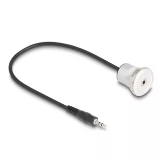   Delock 3,5 mm, 3 tűs sztereó beépített anya apa kábellel 30 cm, alumínium (88188)