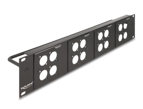 Delock D-típusú 19  Patch Panel 4 D-típusú lemezzel 86 x 86 mm méretű és 4 port 2U fekete (88195)