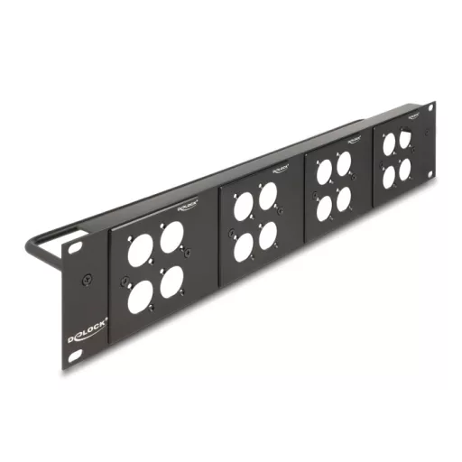 Delock D-típusú 19  Patch Panel 4 D-típusú lemezzel 86 x 86 mm méretű és 4 port 2U fekete (88195)