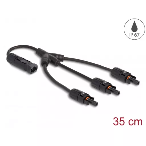 Delock DL4 napelem-elosztó kábel 1 x dugó   3 x anya, 35 cm fekete (88224)
