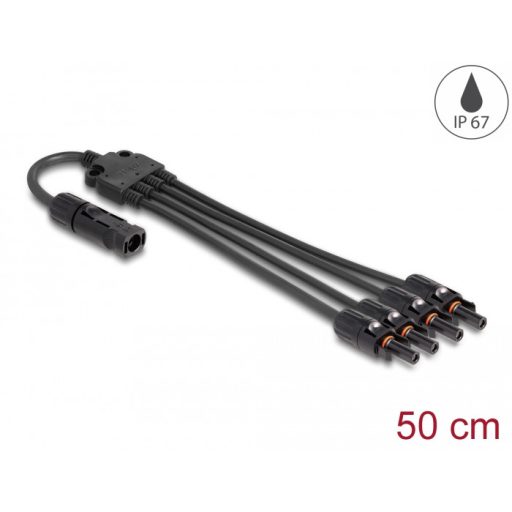 Delock DL4 szolár elosztó kábel 1 x dugó-4 x anya 50 cm fekete (88226)