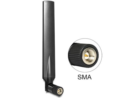 Delock LTA antenna SMA sáv 1/3/7/20 -5 ~ -2.8 dBi mindenirányú, csuklós, fekete (88451)