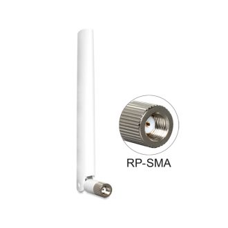   Delock WLAN antenna RP-SMA 802.11 a/b/g/n 2 ~ 4 dBi, mindenirányú, csuklós, fehér (88460)