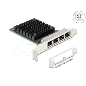   Delock PCI Express x4 hálózati kártya 2.5 Gigabit LAN 4 x RJ45 RTL8125 (88601)