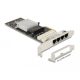 Delock PCI Express x4 Kártya - 4 x RJ45 Gigabit LAN porthoz Bypass (88610)