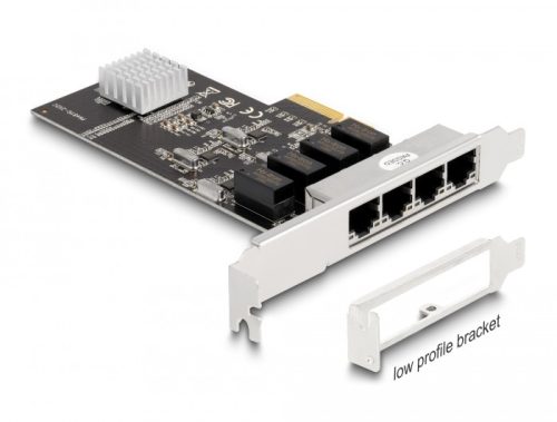 Delock PCI Express x4 kártya 4 x RJ45 Gigabit LAN RTL8111 (88618)