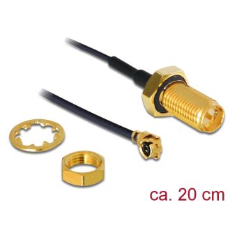   Delock antenna kábel RP-SMA csatlakozóelem> MHF /U.FL-LP-068 Kompatibilis dugó 200 mm 1.13 Menet hos (88746)