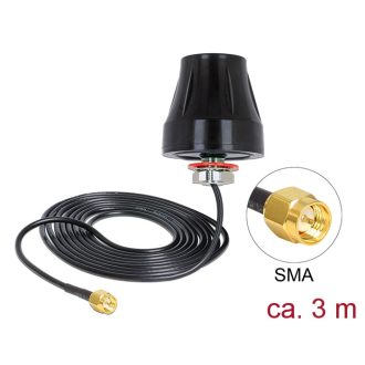   Delock LTE Antenna SMA 2 dBi 3 m RG-174 kör mindenirányú fekete kültéri (88749)