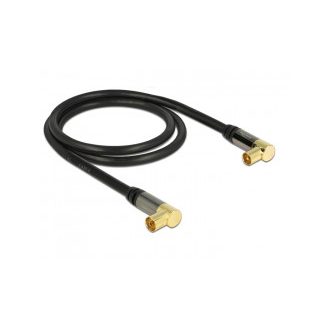   Delock 90 -s koax (IEC) dugó - 90 -s koax (IEC) aljzat kábel, 1m, fekete RG6/U (88781)