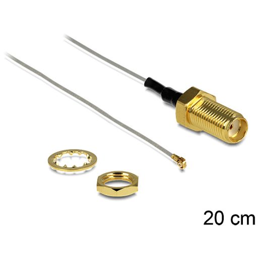 Delock antenna kábel SMA jack bulkhead > MHF IV/HSC MXHP32 kompatibilis csatlakozó, 200 mm 0.81 (88814)