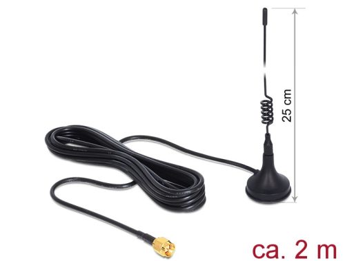 Delock GSM / UMTS antenna SMA dugó 3 dBi irányított fekete mágneses alap fekete (88879)